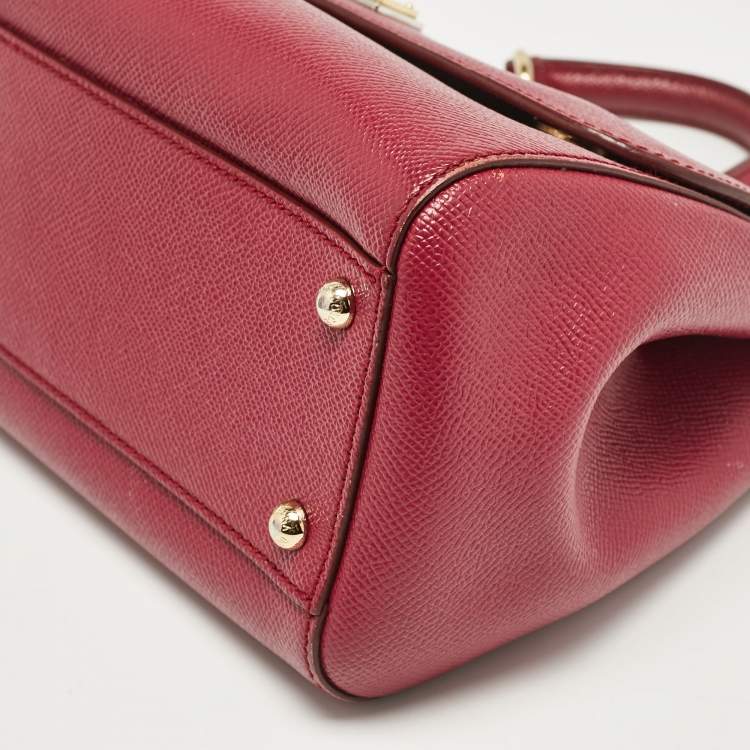 مملوكة مسبقًا Dolce & Gabbana Fuchsia Leather Medium Miss Sicily Top Handle Bag