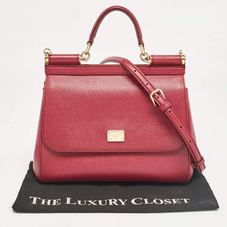 مملوكة مسبقًا Dolce & Gabbana Fuchsia Leather Medium Miss Sicily Top Handle Bag