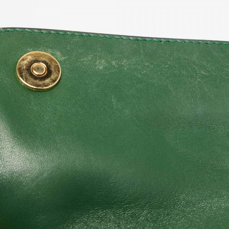 Pre Owned Dolce & Gabbana Green Python Medium Miss Sicily Top Handle Bag