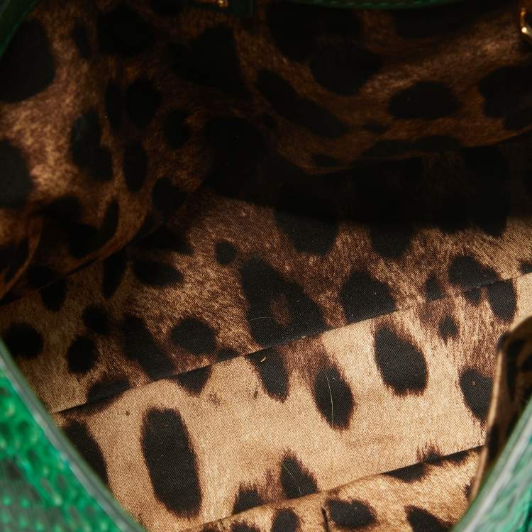 Pre Owned Dolce & Gabbana Green Python Medium Miss Sicily Top Handle Bag