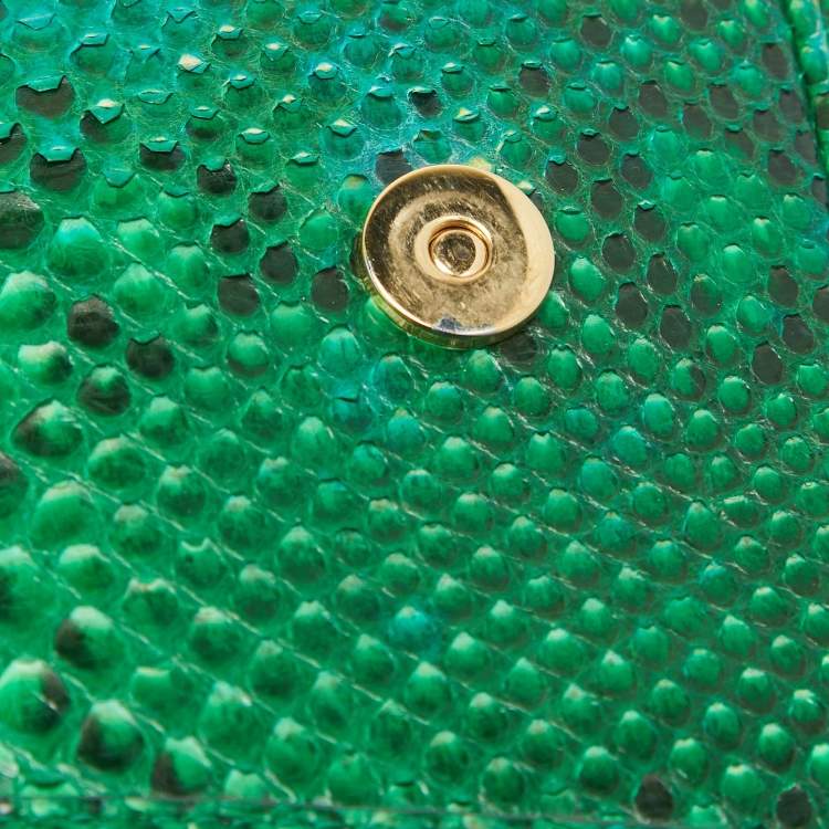 Pre Owned Dolce & Gabbana Green Python Medium Miss Sicily Top Handle Bag