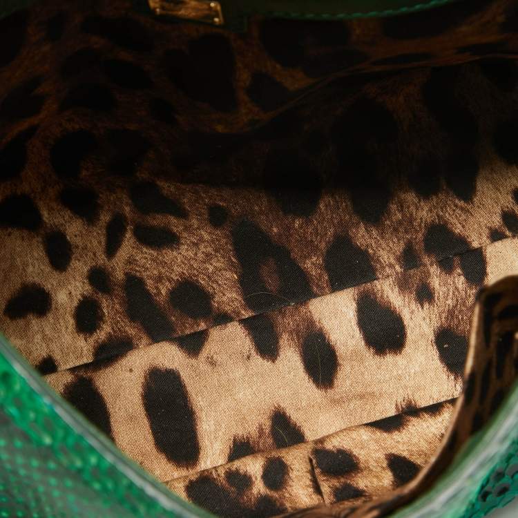 Pre Owned Dolce & Gabbana Green Python Medium Miss Sicily Top Handle Bag