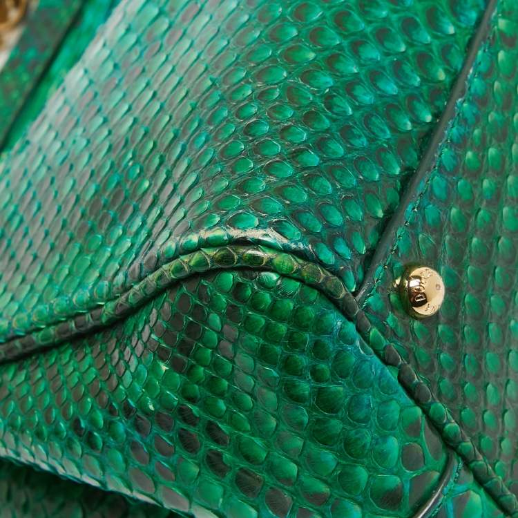 Pre Owned Dolce & Gabbana Green Python Medium Miss Sicily Top Handle Bag