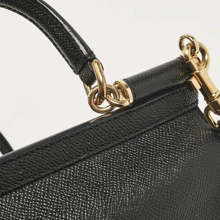 Pre Owned Dolce & Gabbana Black Leather Small Miss Sicily Top Handle Bag