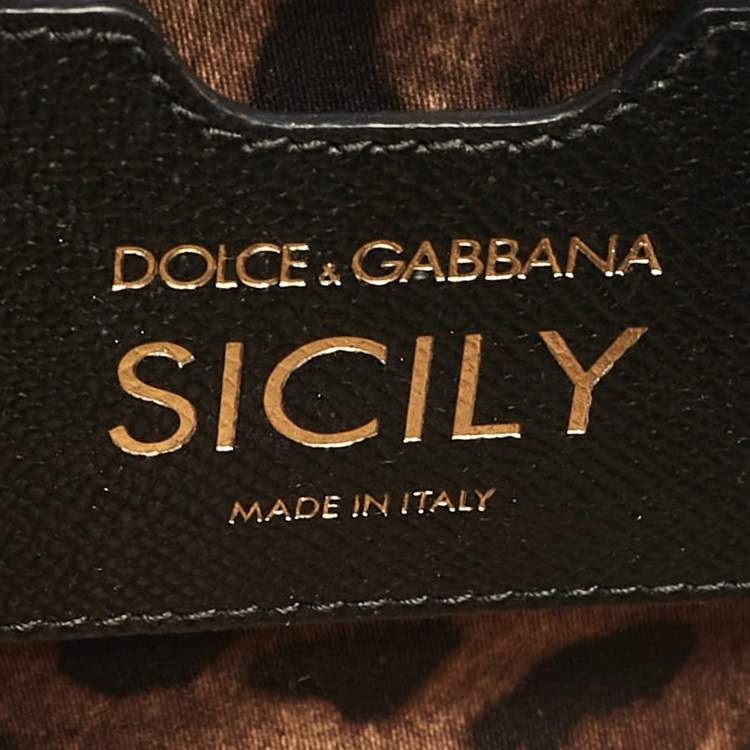 Pre Owned Dolce & Gabbana Black Leather Small Miss Sicily Top Handle Bag