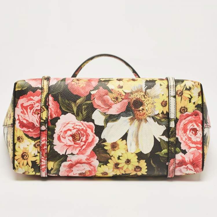 Pre Owned Dolce & Gabbana Multicolor Floral Print Leather Miss Escape Tote
