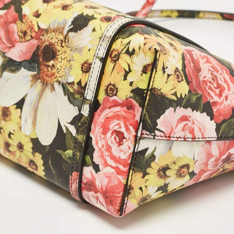 Pre Owned Dolce & Gabbana Multicolor Floral Print Leather Miss Escape Tote
