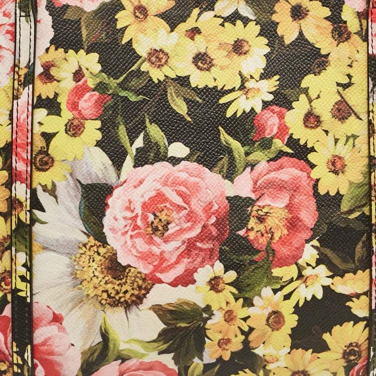 Pre Owned Dolce & Gabbana Multicolor Floral Print Leather Miss Escape Tote