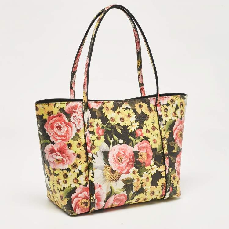 Pre Owned Dolce & Gabbana Multicolor Floral Print Leather Miss Escape Tote