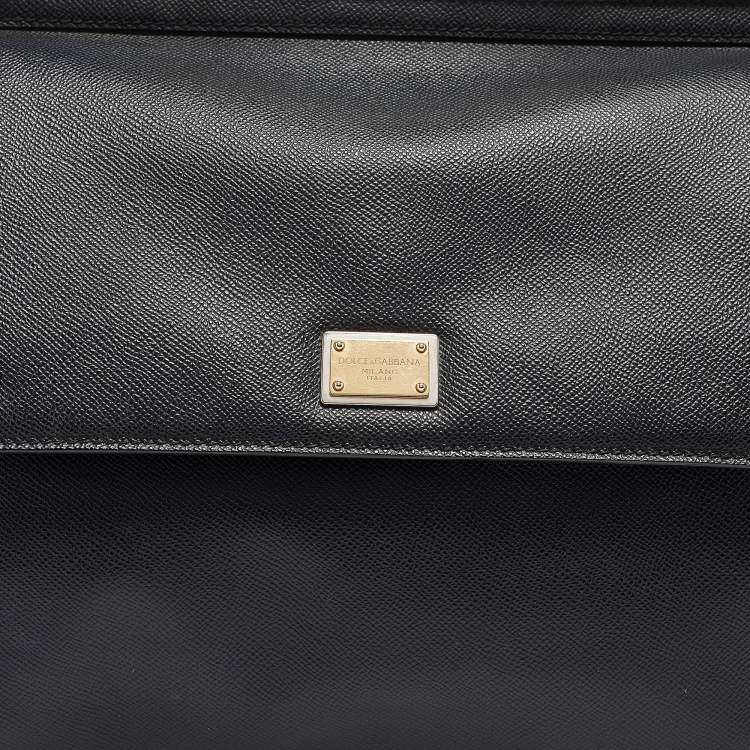 Pre Owned Dolce & Gabbana Black Leather Large Miss Sicily Top Handle Bag