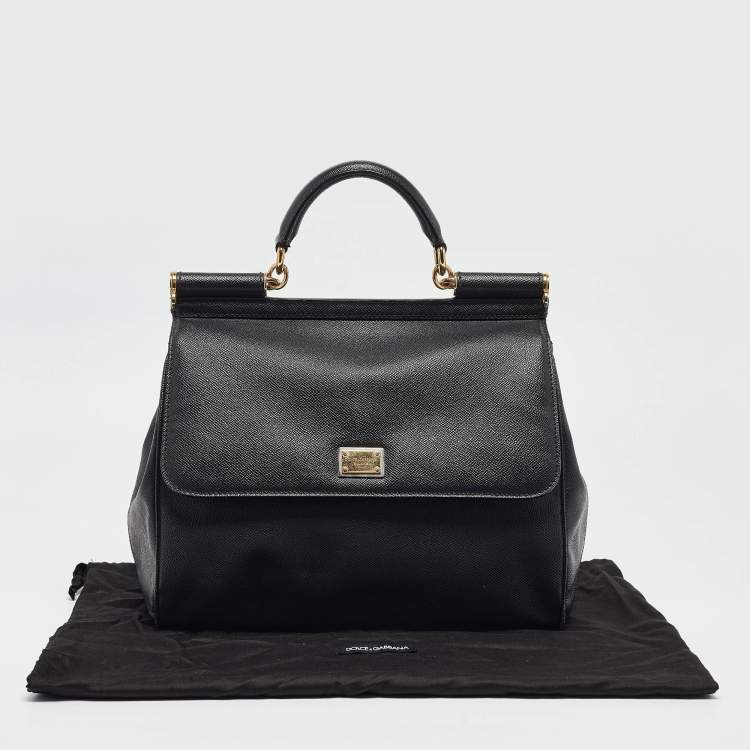 Pre Owned Dolce & Gabbana Black Leather Large Miss Sicily Top Handle Bag