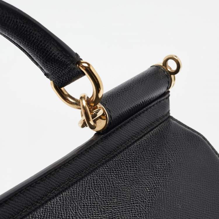 Pre Owned Dolce & Gabbana Black Leather Large Miss Sicily Top Handle Bag