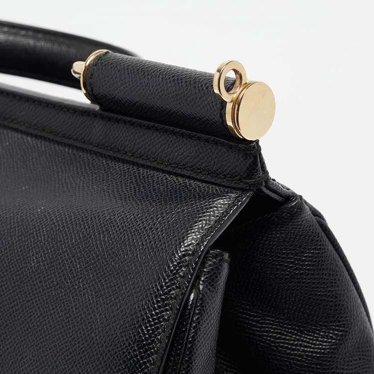 Pre Owned Dolce & Gabbana Black Leather Large Miss Sicily Top Handle Bag