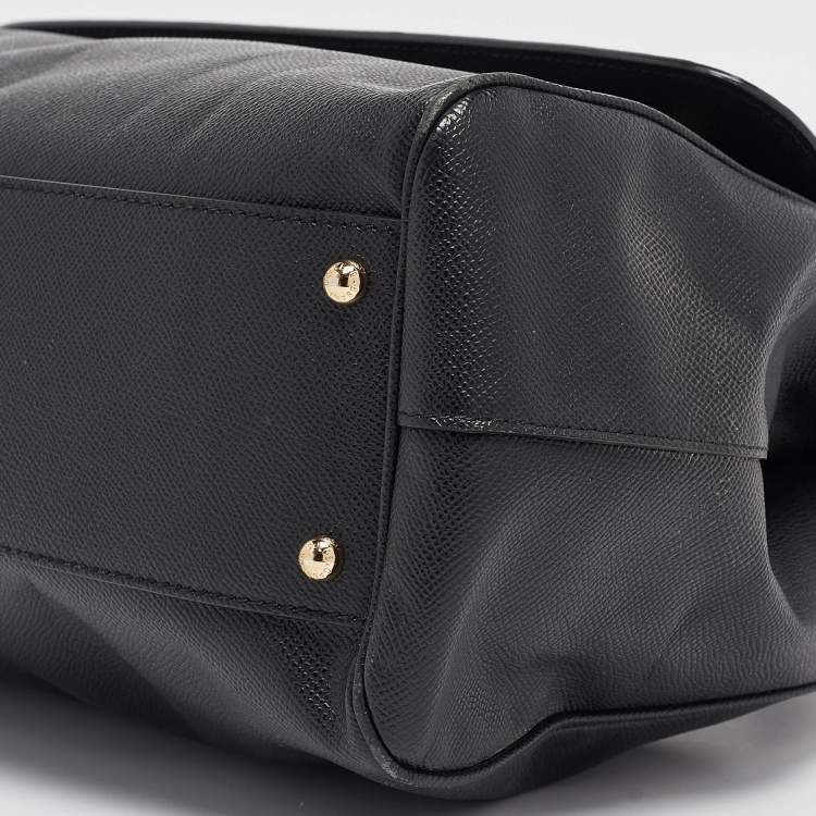 Pre Owned Dolce & Gabbana Black Leather Large Miss Sicily Top Handle Bag
