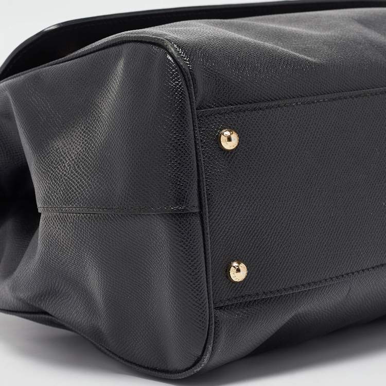 Pre Owned Dolce & Gabbana Black Leather Large Miss Sicily Top Handle Bag
