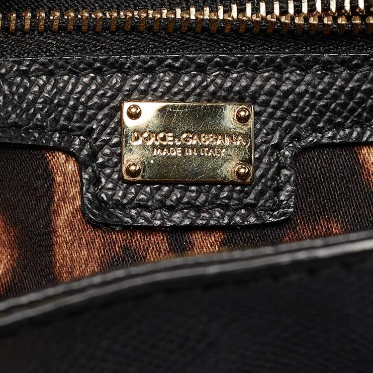 Pre Owned Dolce & Gabbana Black Leather Large Miss Sicily Top Handle Bag