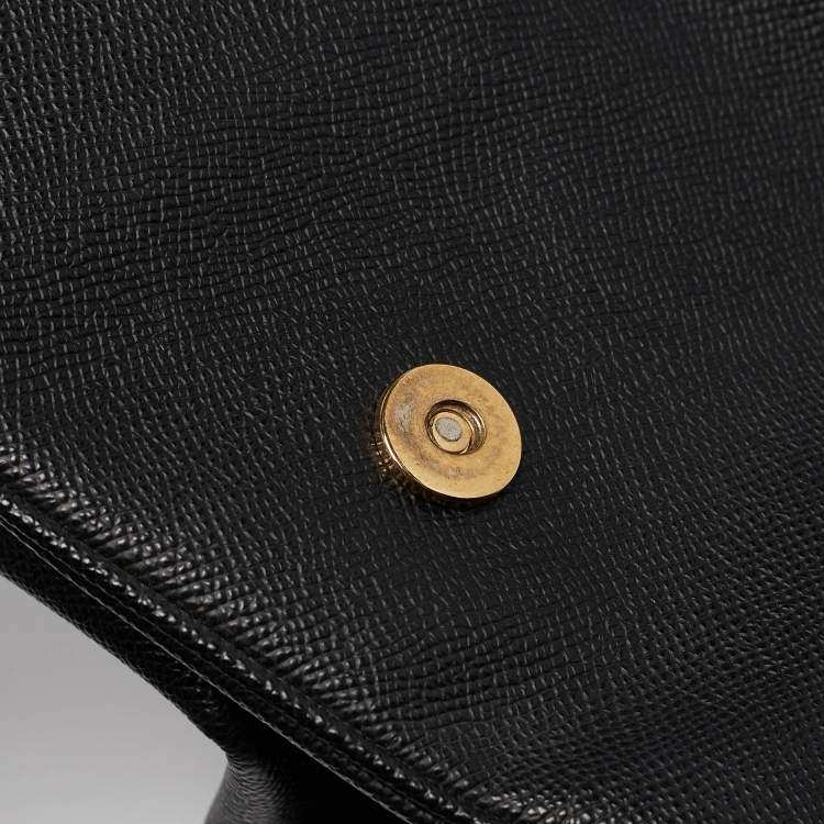 Pre Owned Dolce & Gabbana Black Leather Large Miss Sicily Top Handle Bag
