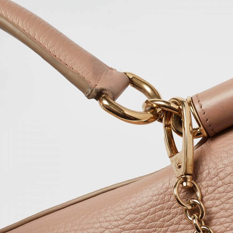 Pre Owned Dolce & Gabbana Beige Leather Miss Sicily Soft Top Handle Bag