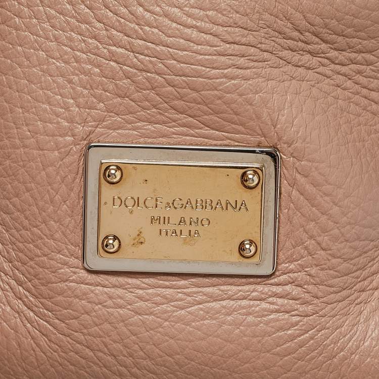 Pre Owned Dolce & Gabbana Beige Leather Miss Sicily Soft Top Handle Bag