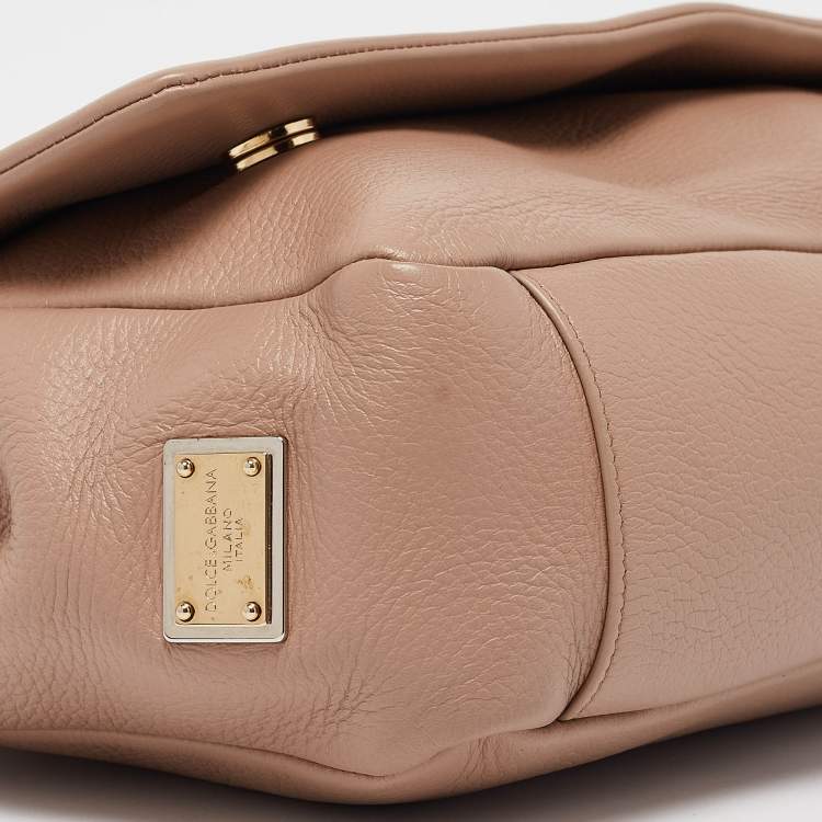 Pre Owned Dolce & Gabbana Beige Leather Miss Sicily Soft Top Handle Bag