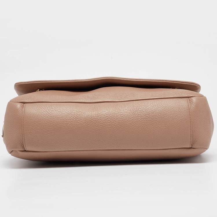 Pre Owned Dolce & Gabbana Beige Leather Miss Sicily Soft Top Handle Bag