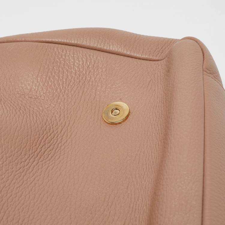 Pre Owned Dolce & Gabbana Beige Leather Miss Sicily Soft Top Handle Bag