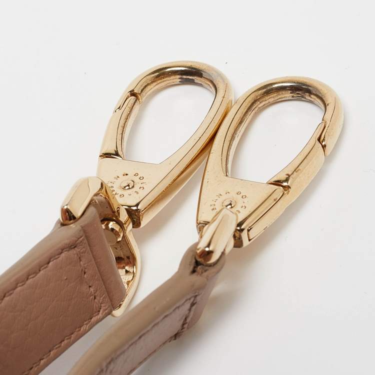 Pre Owned Dolce & Gabbana Beige Leather Miss Sicily Soft Top Handle Bag