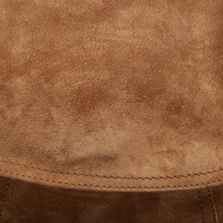 Pre Owned Dolce & Gabbana Brown Suede Flap Top Handle Bag