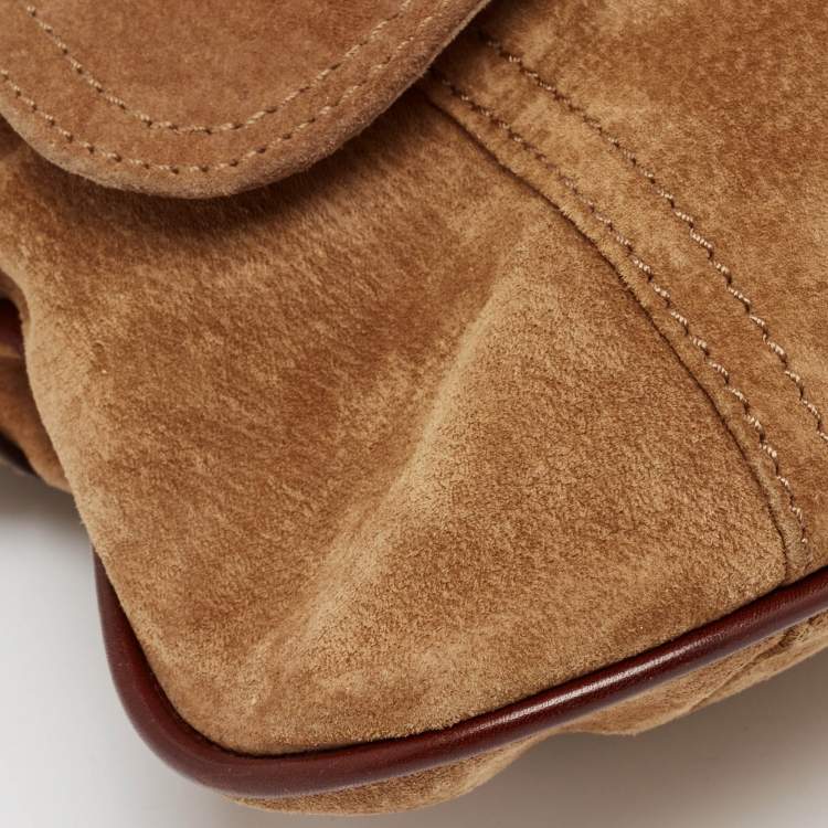 Pre Owned Dolce & Gabbana Brown Suede Flap Top Handle Bag