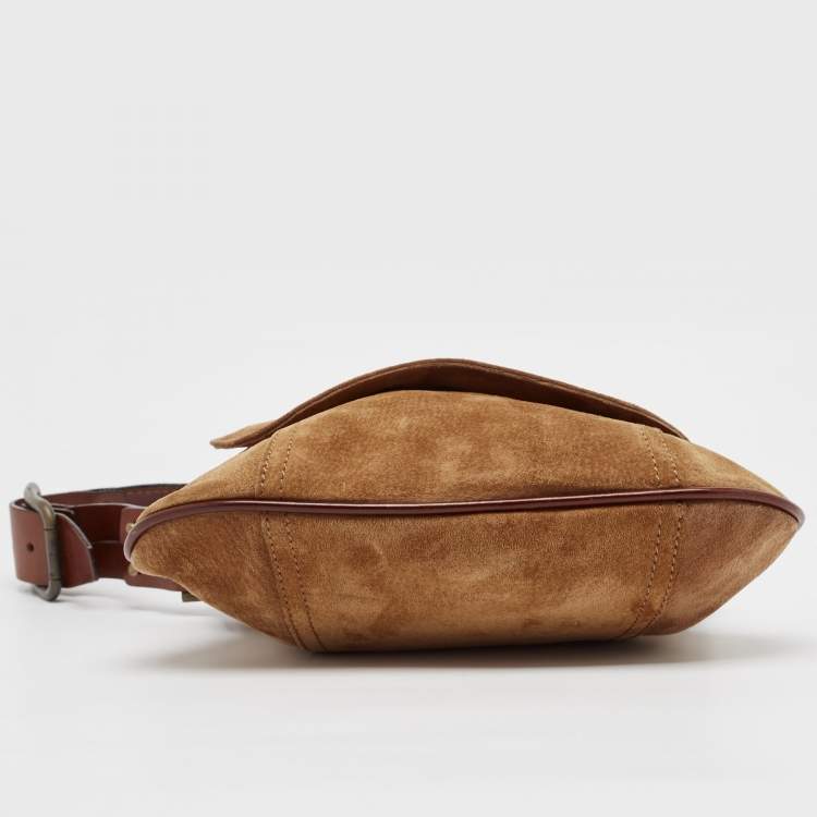 Pre Owned Dolce & Gabbana Brown Suede Flap Top Handle Bag