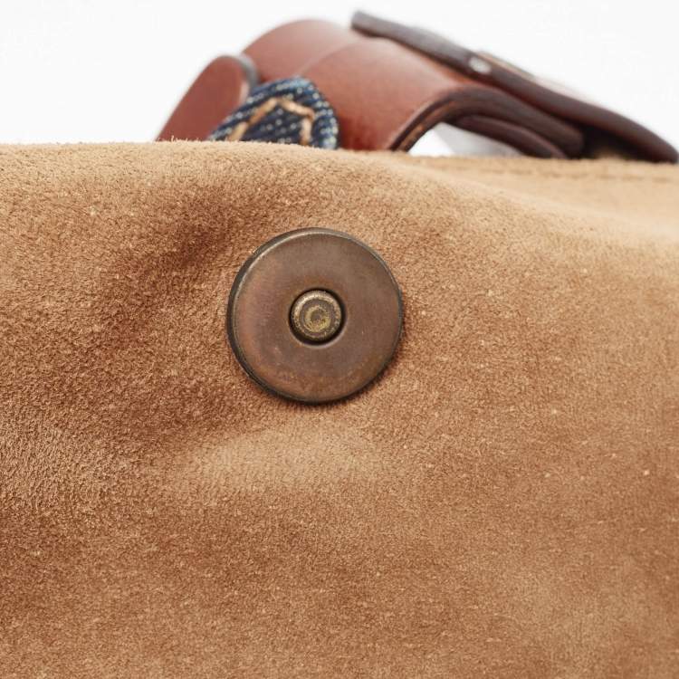 Pre Owned Dolce & Gabbana Brown Suede Flap Top Handle Bag