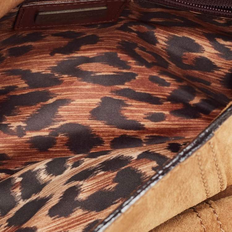 Pre Owned Dolce & Gabbana Brown Suede Flap Top Handle Bag