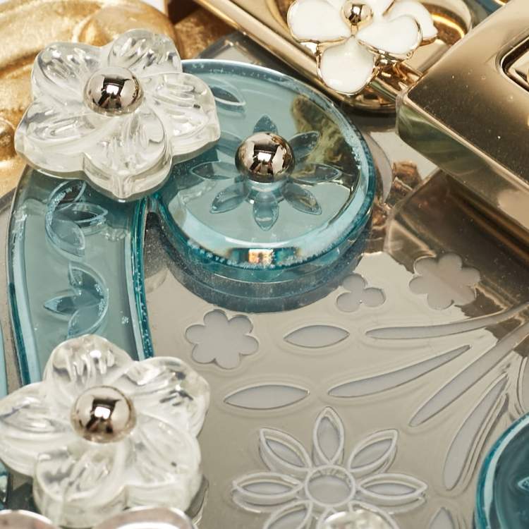 Pre Owned Dolce & Gabbana Gold  Acrylic Mirrored Baroque Dolce Box Bag