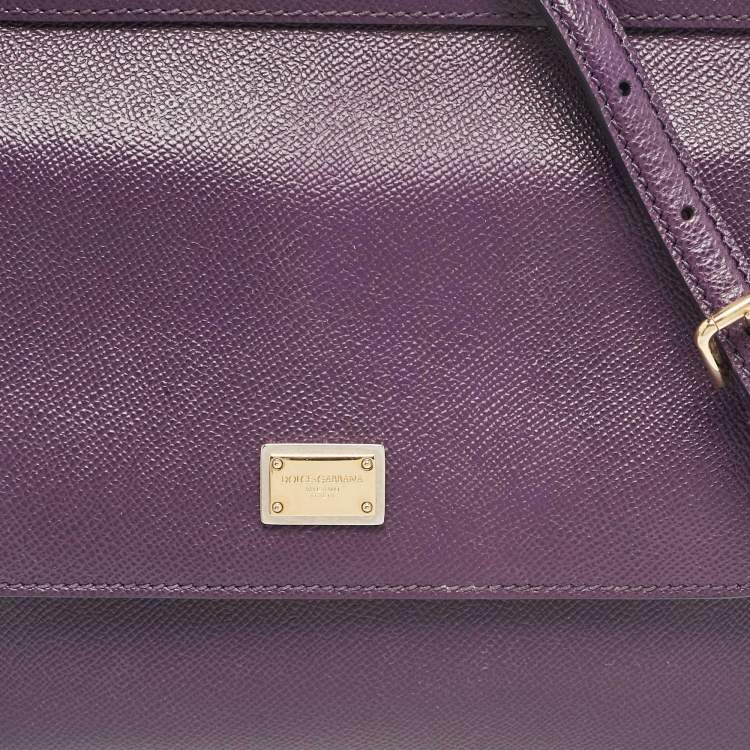 مملوكة مسبقًا Dolce & Gabbana Purple Leather Medium Miss Sicily Top Handle Bag