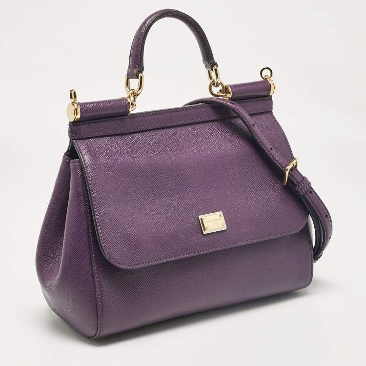 مملوكة مسبقًا Dolce & Gabbana Purple Leather Medium Miss Sicily Top Handle Bag