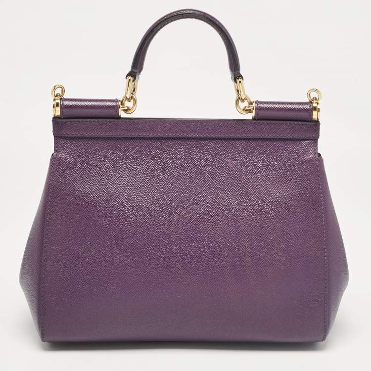 مملوكة مسبقًا Dolce & Gabbana Purple Leather Medium Miss Sicily Top Handle Bag