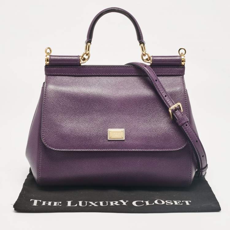 مملوكة مسبقًا Dolce & Gabbana Purple Leather Medium Miss Sicily Top Handle Bag