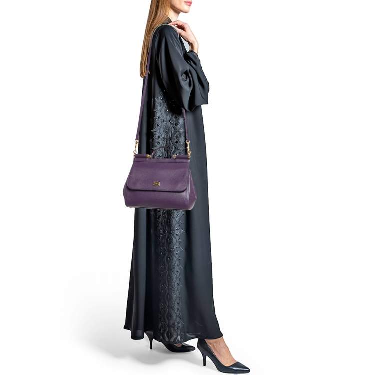 مملوكة مسبقًا Dolce & Gabbana Purple Leather Medium Miss Sicily Top Handle Bag