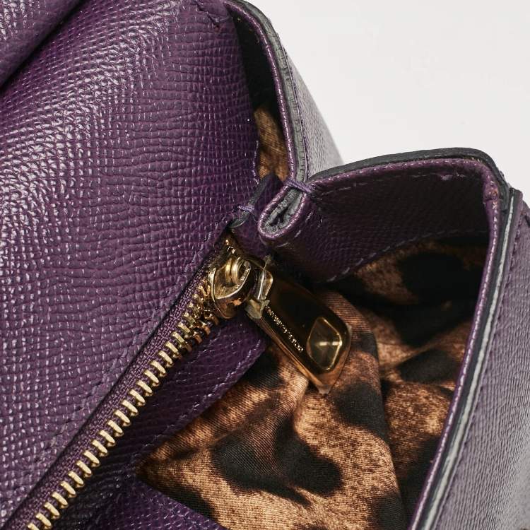 مملوكة مسبقًا Dolce & Gabbana Purple Leather Medium Miss Sicily Top Handle Bag