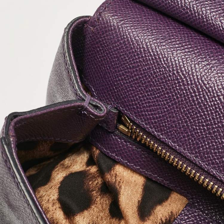 مملوكة مسبقًا Dolce & Gabbana Purple Leather Medium Miss Sicily Top Handle Bag