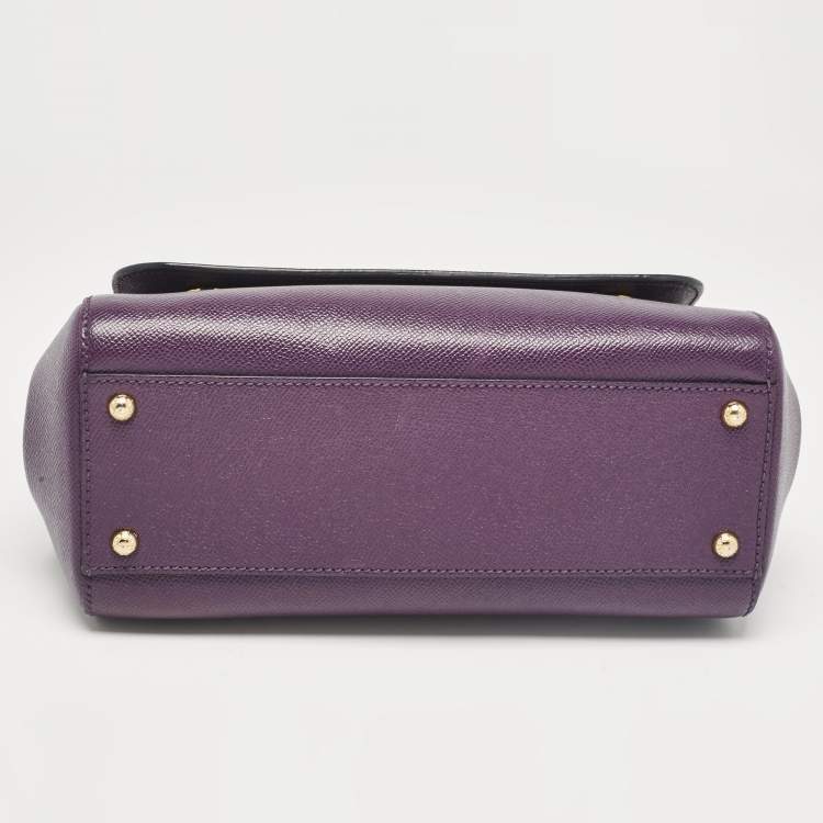 مملوكة مسبقًا Dolce & Gabbana Purple Leather Medium Miss Sicily Top Handle Bag