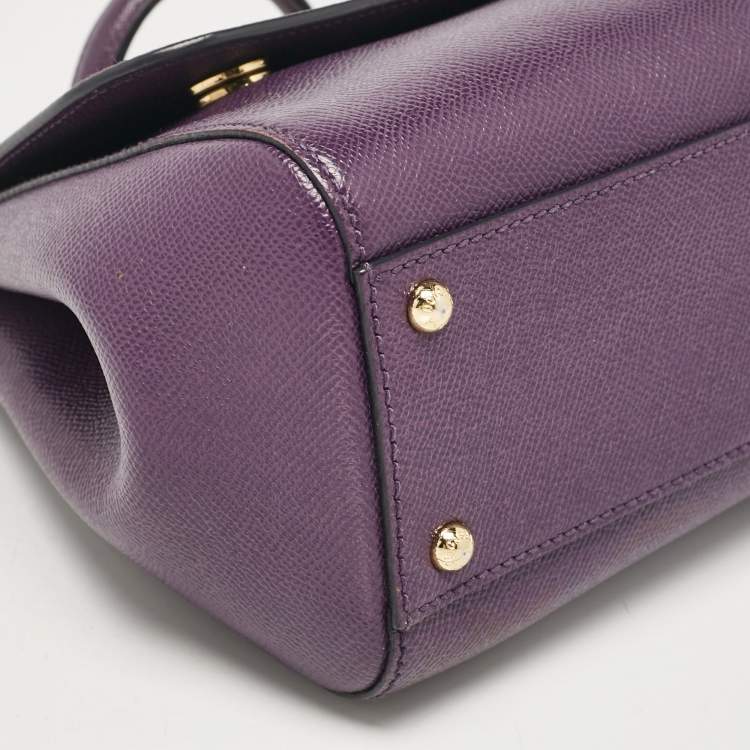 مملوكة مسبقًا Dolce & Gabbana Purple Leather Medium Miss Sicily Top Handle Bag