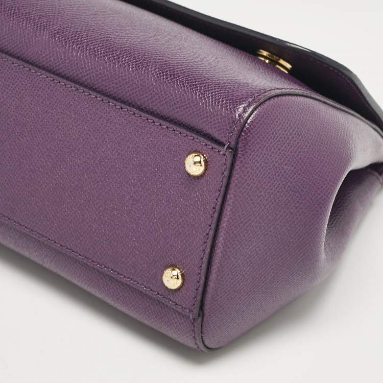 مملوكة مسبقًا Dolce & Gabbana Purple Leather Medium Miss Sicily Top Handle Bag