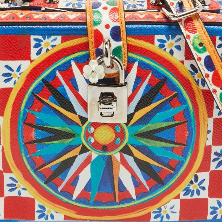 Pre Owned Dolce & Gabbana Multicolor Leather Teatro dei Pupi Dolce Box Top Handle Bag