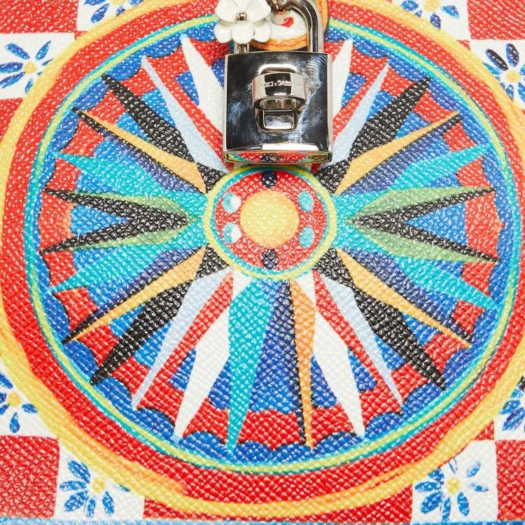 Pre Owned Dolce & Gabbana Multicolor Leather Teatro dei Pupi Dolce Box Top Handle Bag