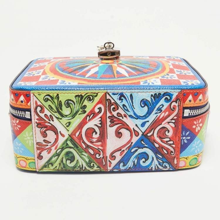 Pre Owned Dolce & Gabbana Multicolor Leather Teatro dei Pupi Dolce Box Top Handle Bag