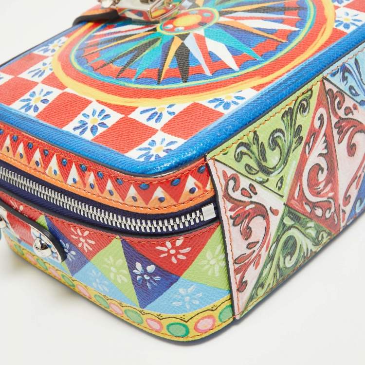 Pre Owned Dolce & Gabbana Multicolor Leather Teatro dei Pupi Dolce Box Top Handle Bag