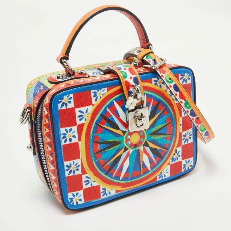 Pre Owned Dolce & Gabbana Multicolor Leather Teatro dei Pupi Dolce Box Top Handle Bag