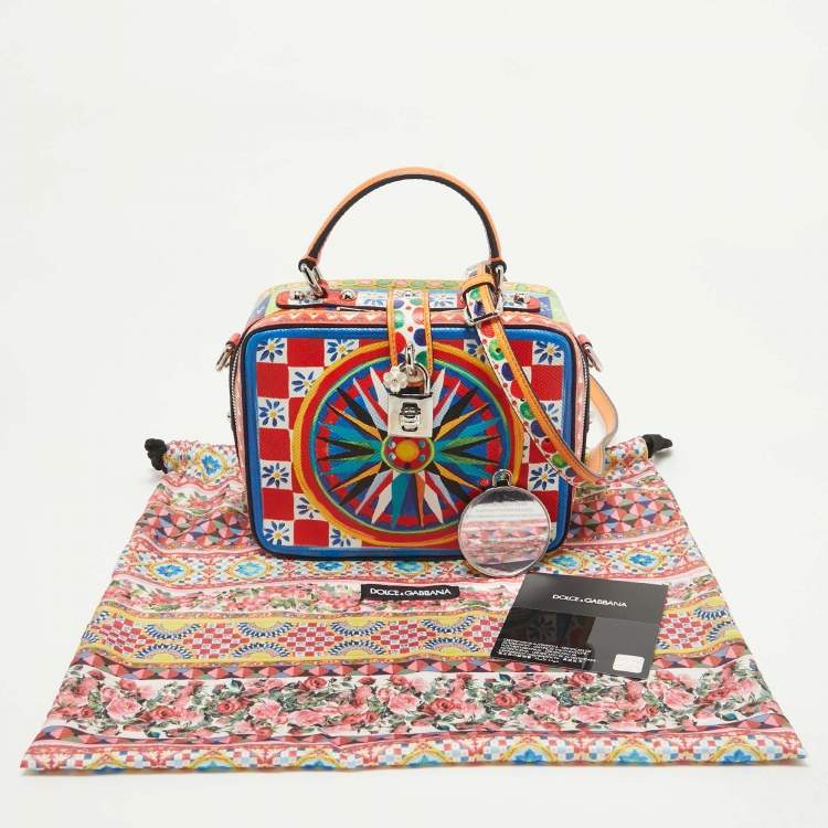 Pre Owned Dolce & Gabbana Multicolor Leather Teatro dei Pupi Dolce Box Top Handle Bag