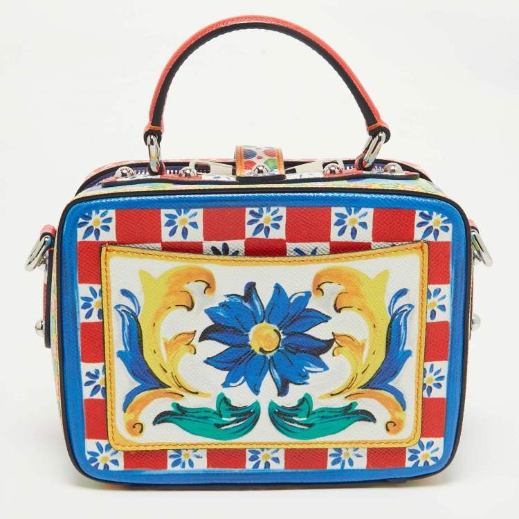 Pre Owned Dolce & Gabbana Multicolor Leather Teatro dei Pupi Dolce Box Top Handle Bag